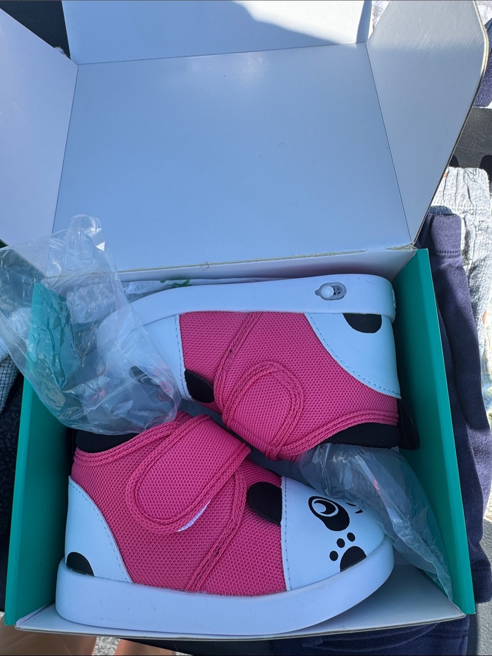 Kids Pink Panda Accent Sneakers - Comfortable Velcro Closure